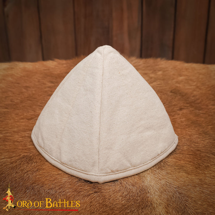 Gorro medieval acolchado en algodón blanco natural