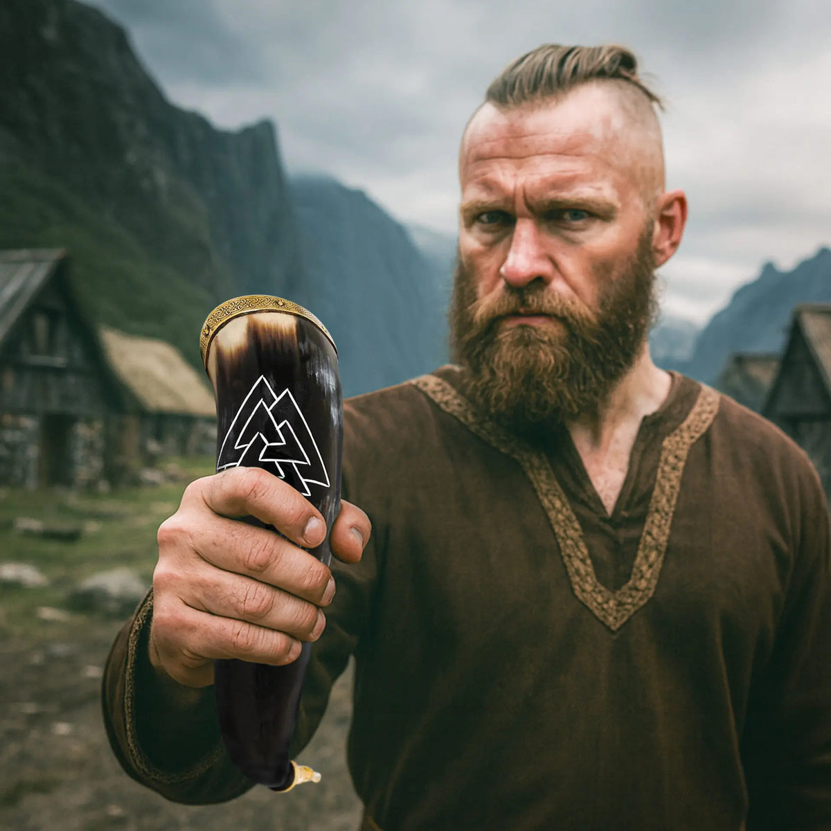 Cuerno vikingo para beber modelo Valknut
