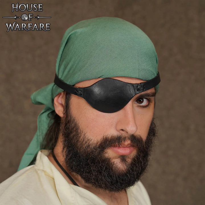 Parche Ojo Pirata Cuero Genuino Hecho a Mano Ajustable