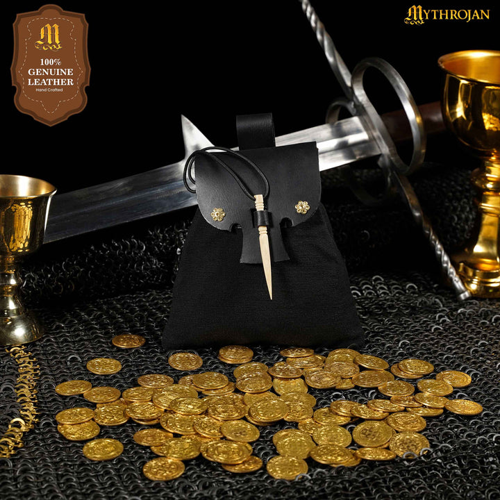 Riñonera Medieval Mythrojan lona y cuero negro