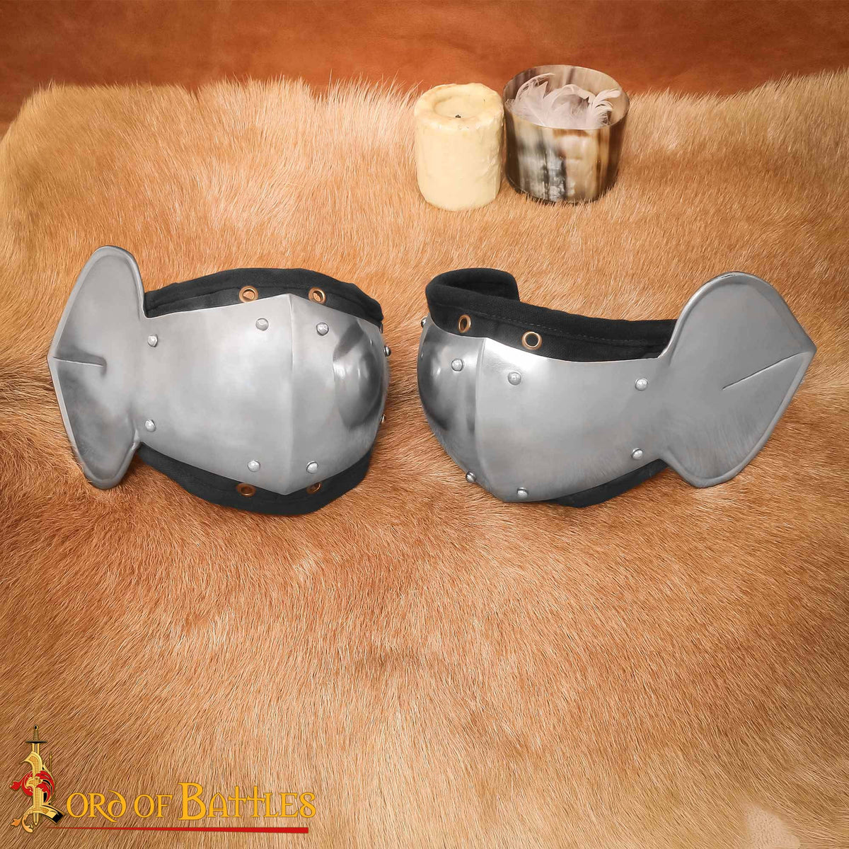 Rodilleras medievales de acero forjado a mano. con acolchado interior