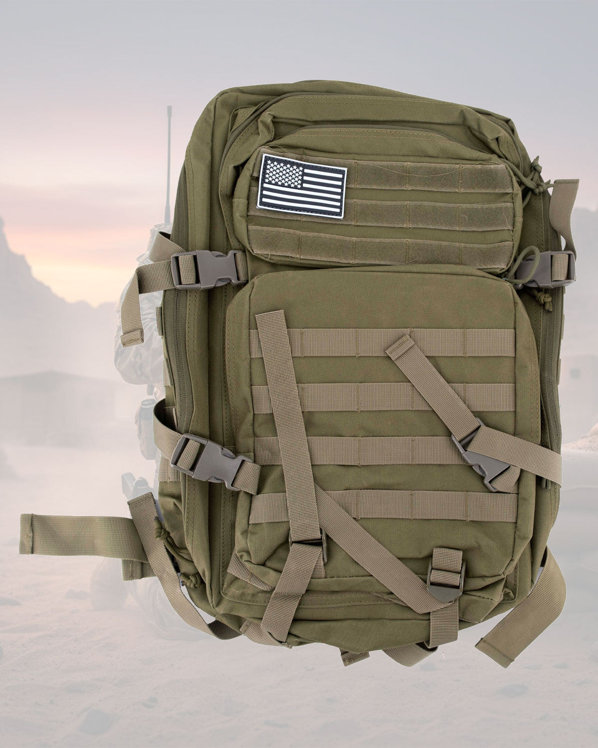 Mochila táctica MOLLE 35L-40L verde nylon 600D