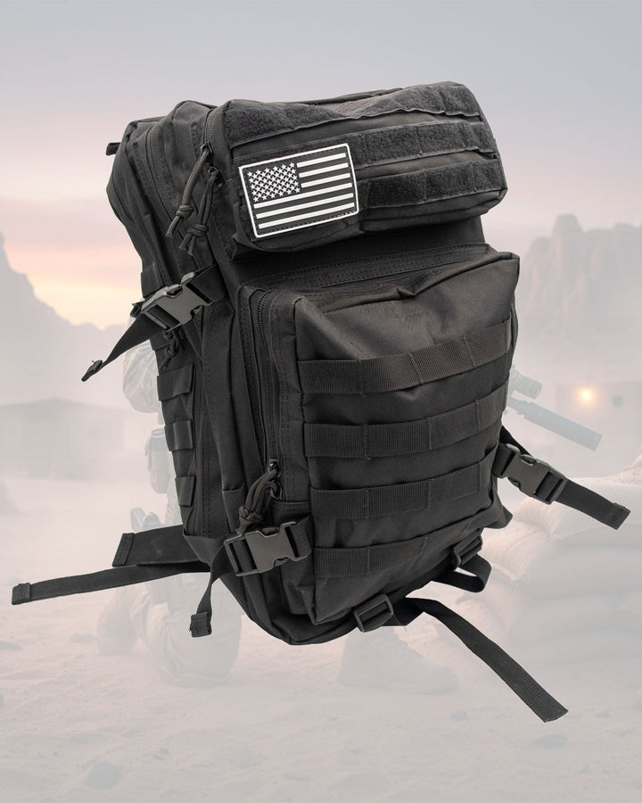 Mochila táctica negra 35-40L con sistema MOLLE