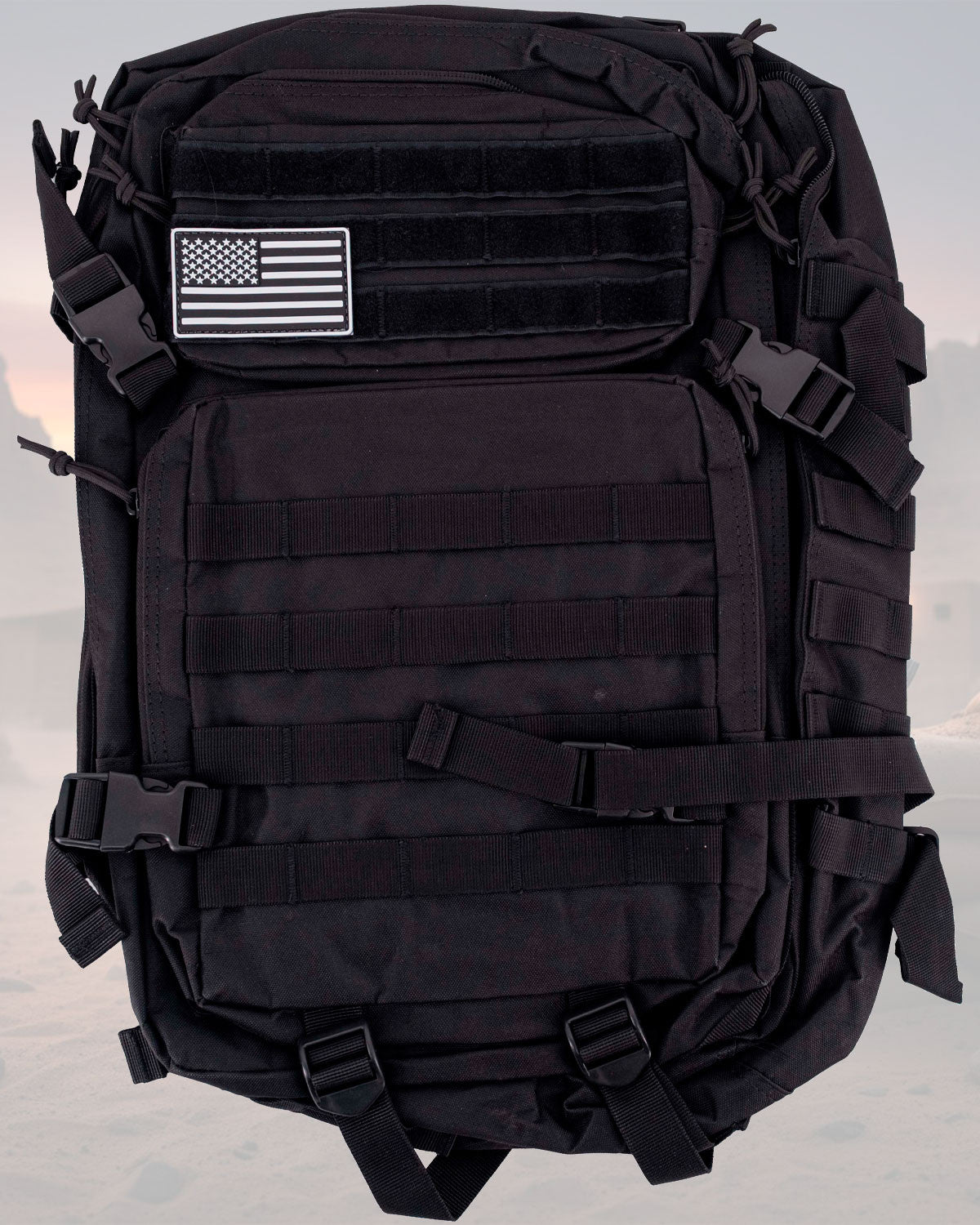 Mochila táctica negra 35-40L con sistema MOLLE