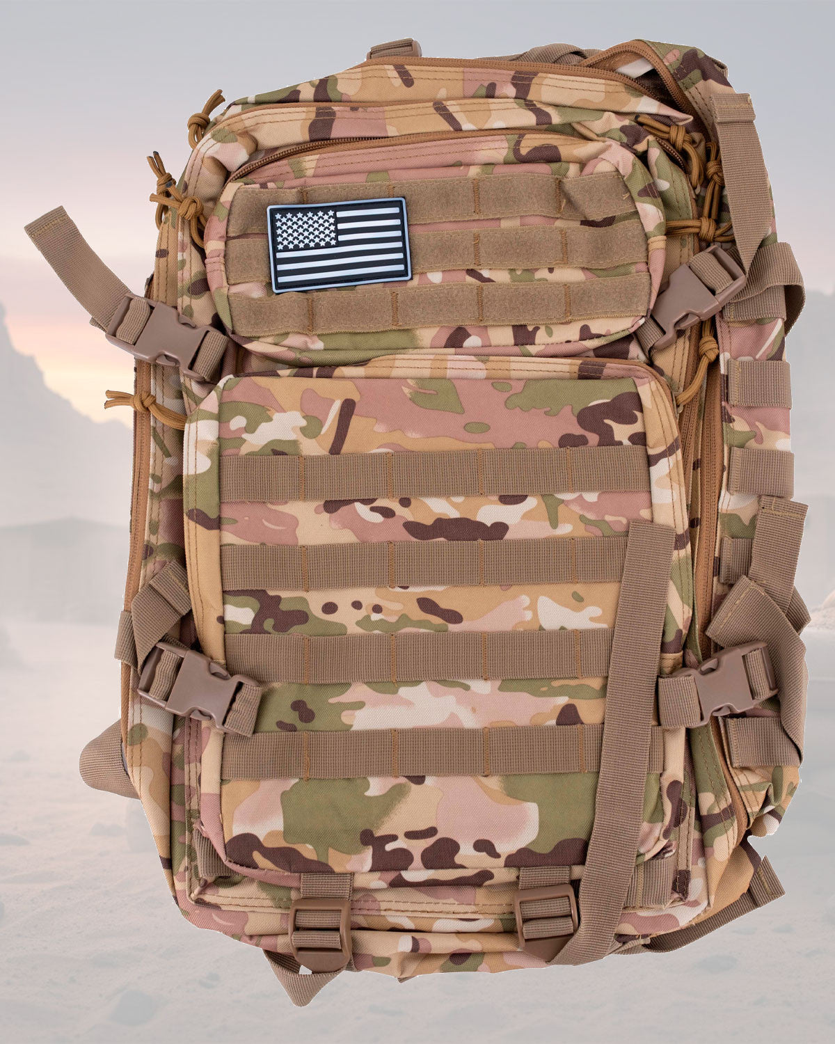 Mochila táctica camuflaje 35-40L con sistema MOLLE