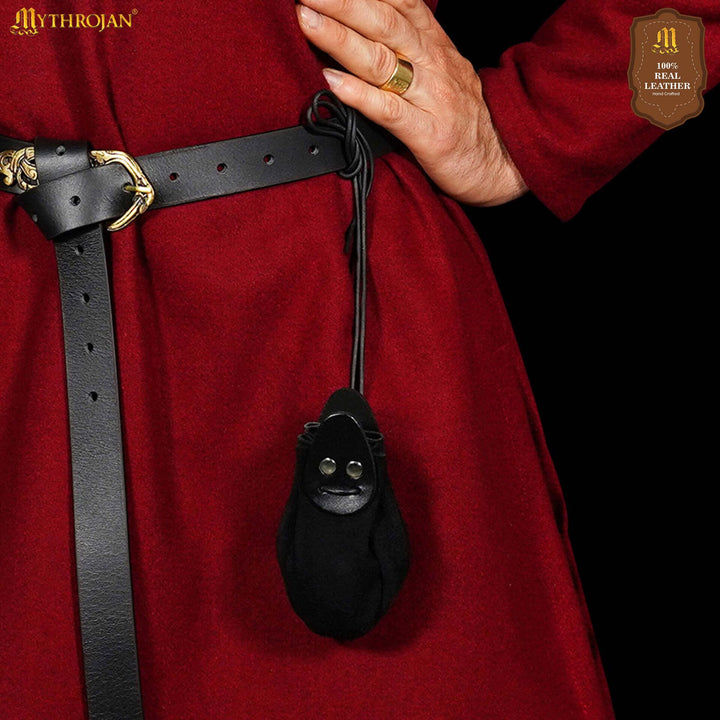 Bolsa medieval de ante con cordón para cinturón