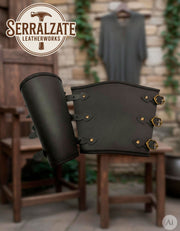 Brazaletes medievales para guerreros, negros