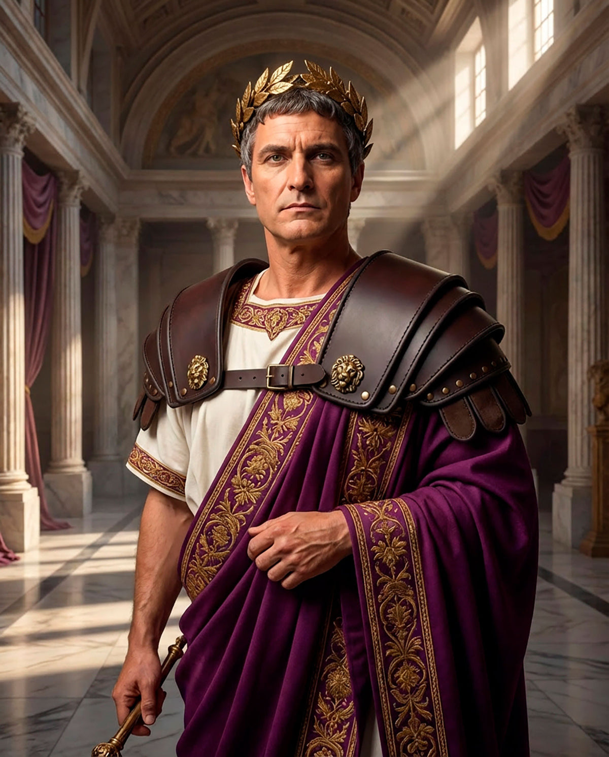 Hombreras legionario romano en cuero, marrón oscuro