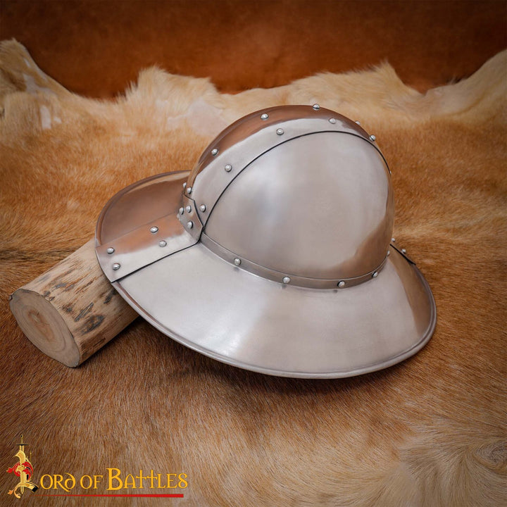 Casco medieval Kettle con forro cuero genuino, calibre 18