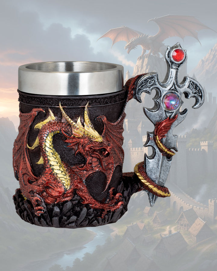 Taza XXL en resina modelo Dragón mango Espada