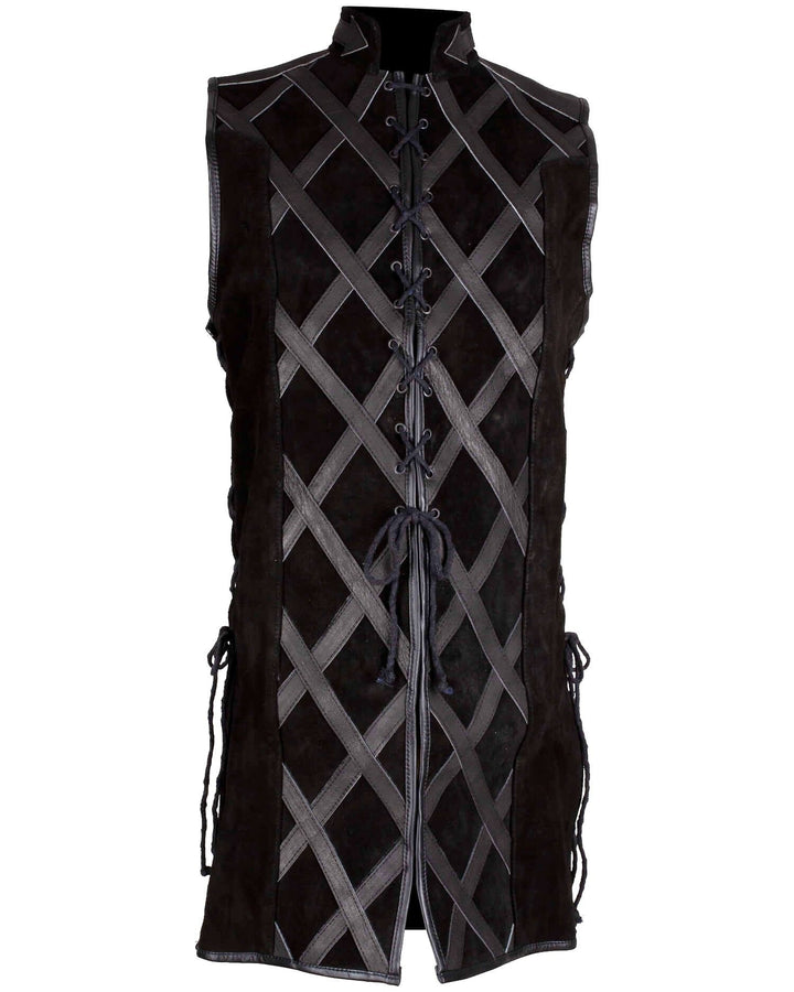 Chaleco medieval en piel de ante modelo Cahir, color negro