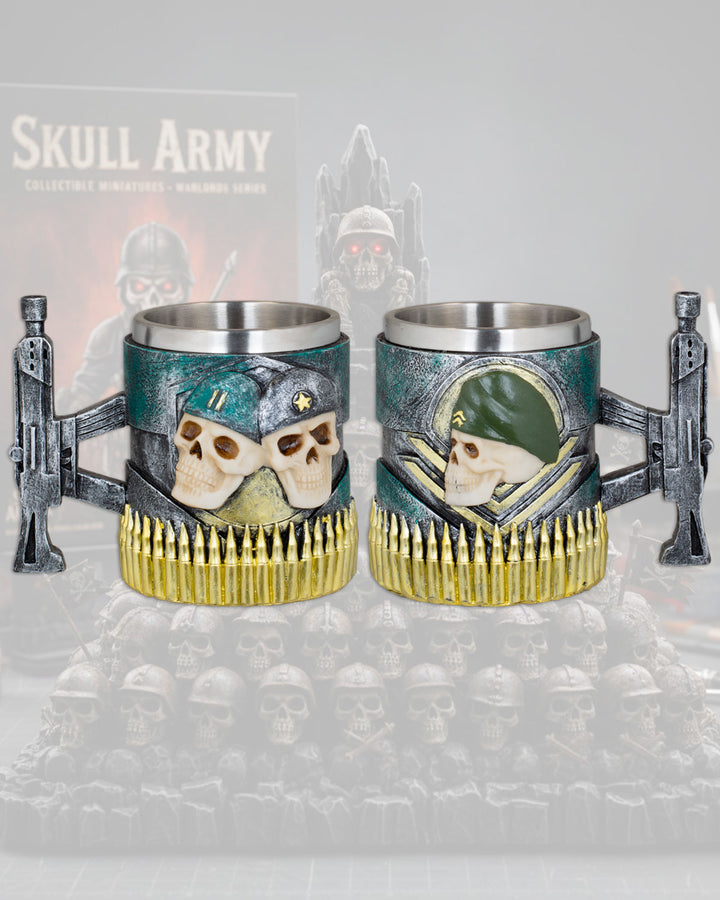 Taza de resina Tole10 Skull Army, 12 cm.