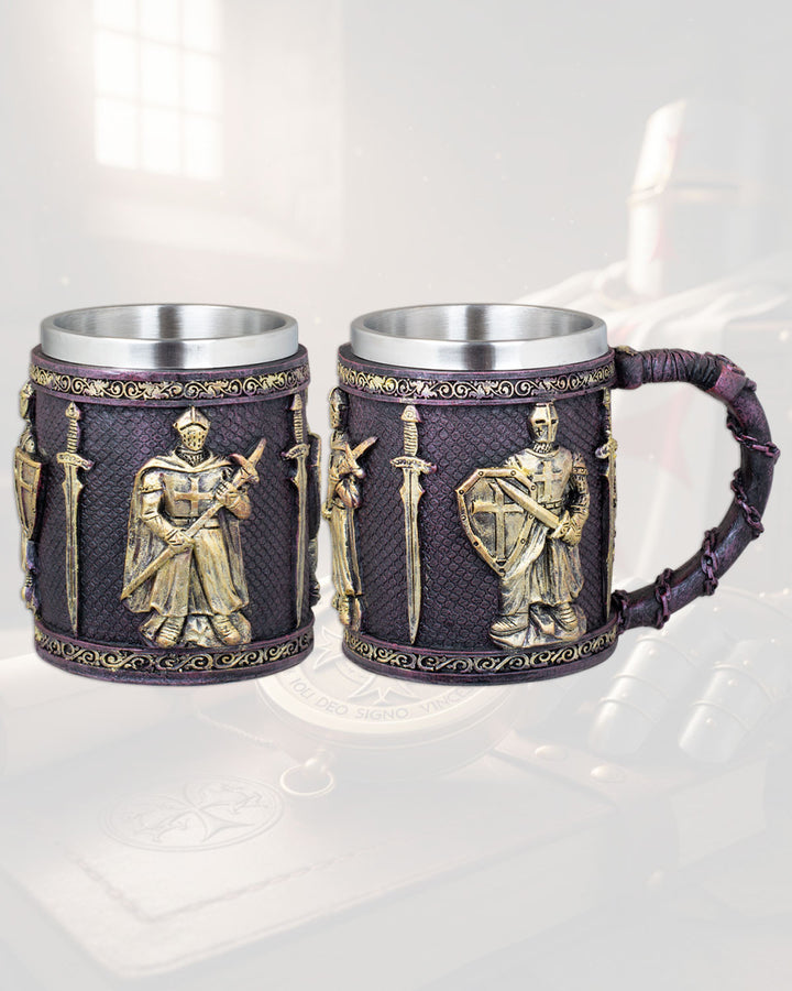 Taza de resina con Templarios de Tole10, 11,5 cm.