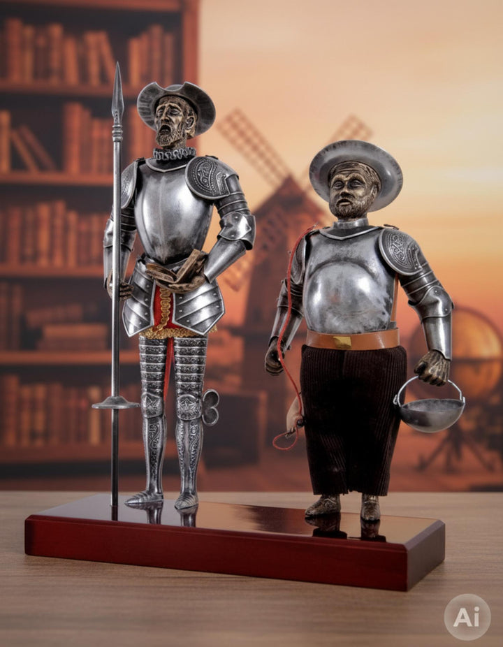 Figura Don Quijote y Sancho Panza, 42 cms.
