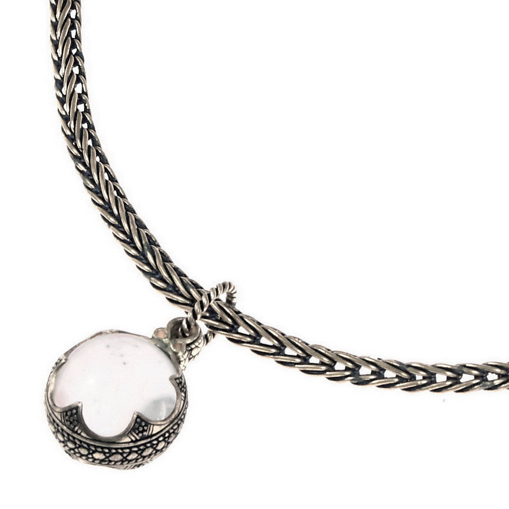 Cadena vikinga cabezas lobo, colgante cristal roca