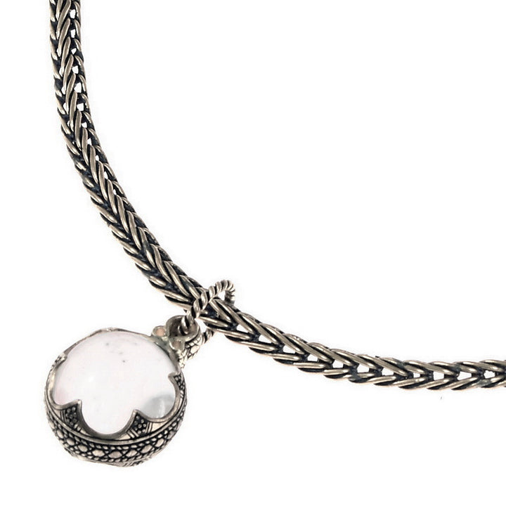 Cadena vikinga cabezas lobo, colgante cristal roca