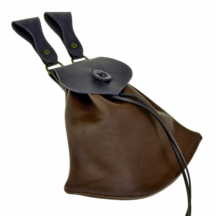Limosnera medieval de cuero suave para cinto histórico