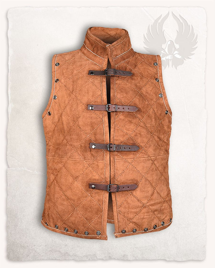 Chaleco medieval en piel de ante modelo Arthur, color marrón claro