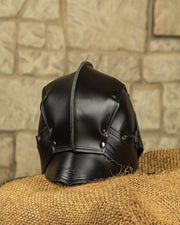 Casco medieval en cuero negro, modelo Antonius