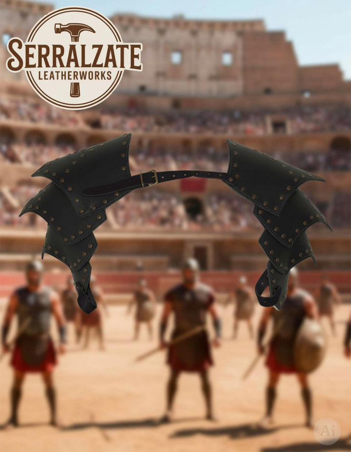 Hombreras de Cuero con Remaches para recreaciones, negras