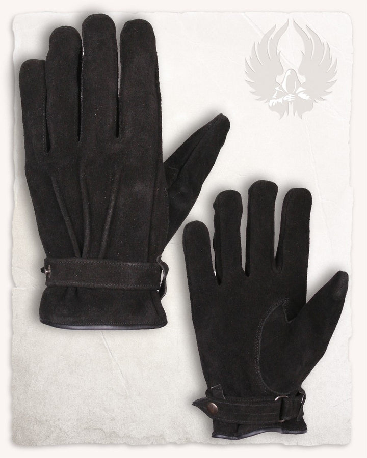 Guantes medievales de piel modelo Hartwig, color negro