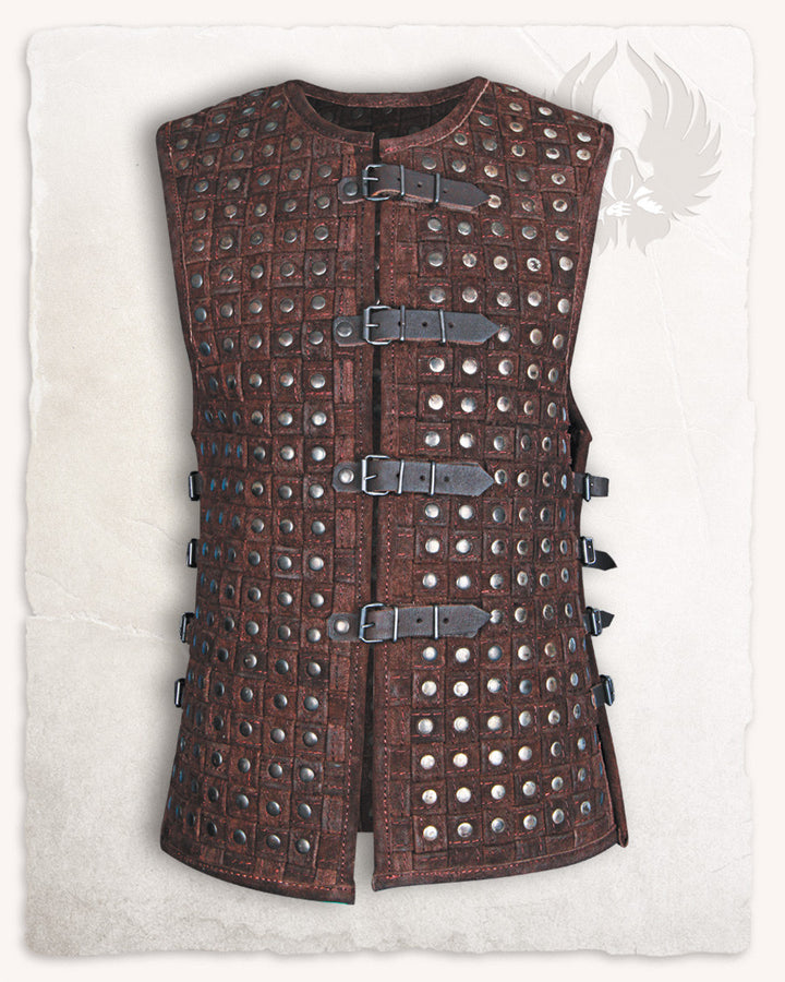 Brigantina chaleco medieval en piel modelo Robert, color marrón