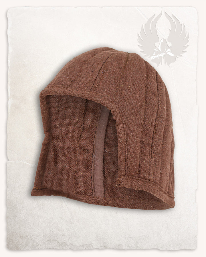 Cofia medieval acolchada protectora modelo Arthur, color marrón