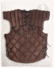Chaleco medieval ajustable en cuero marrón, modelo Tenebra