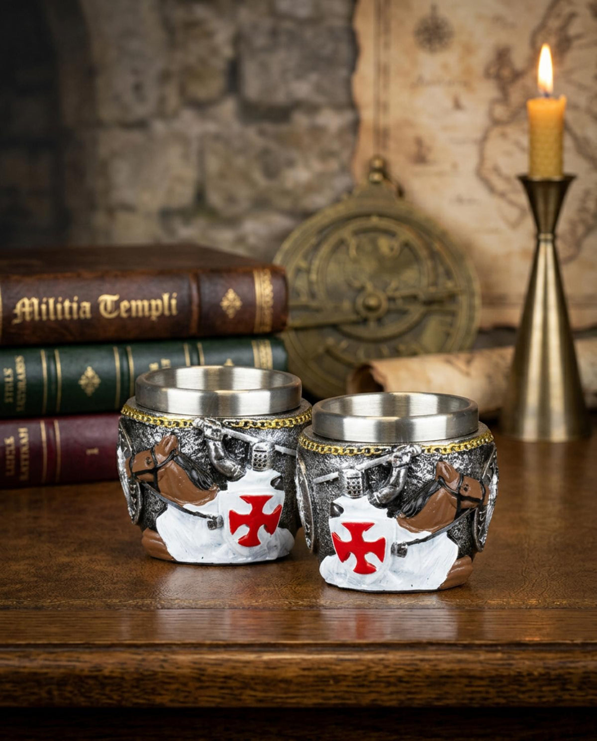 1 Vaso de chupito de los caballeros templarios (5,5x7,2 cm.)