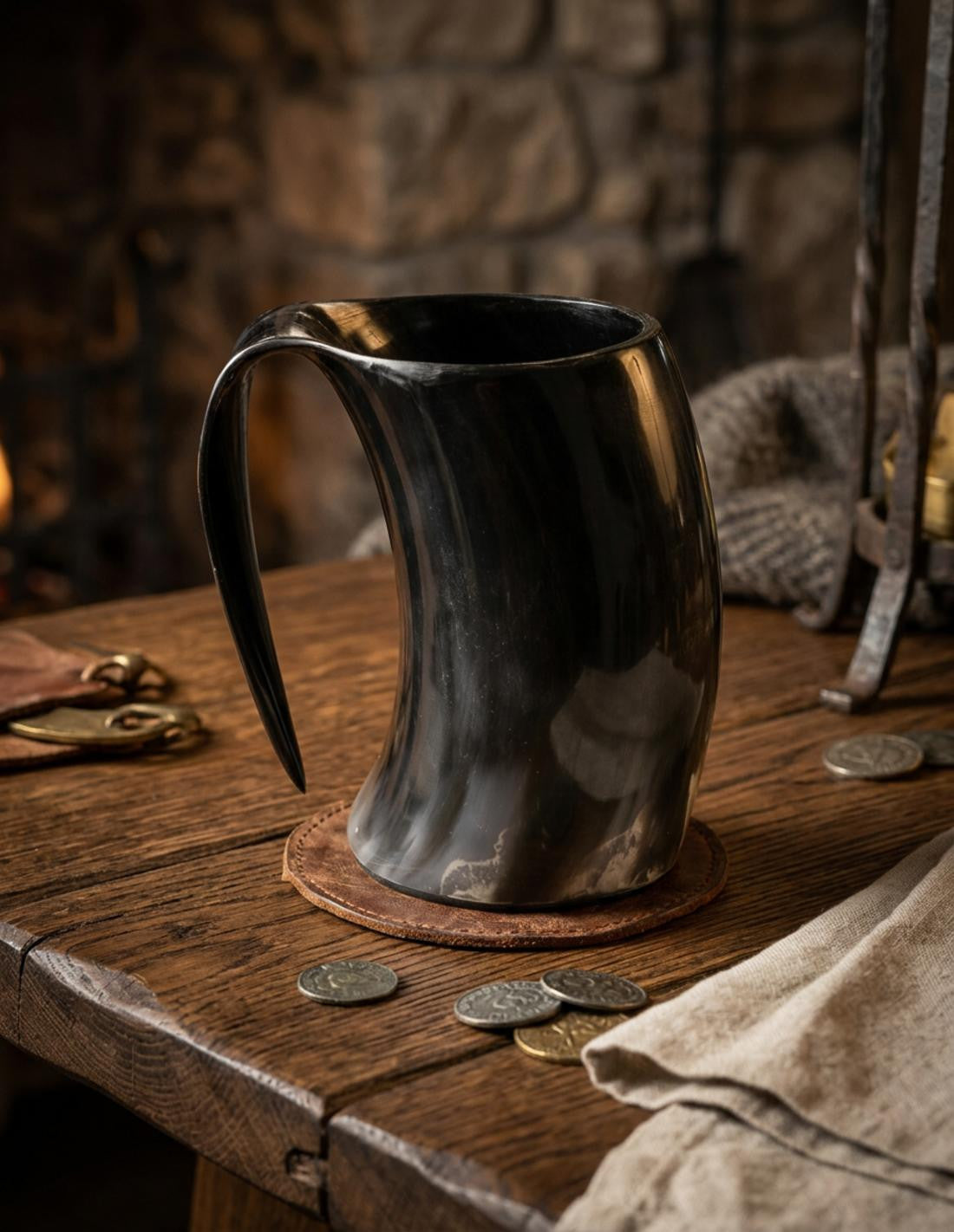 Jarra vikinga para cerveza en asta