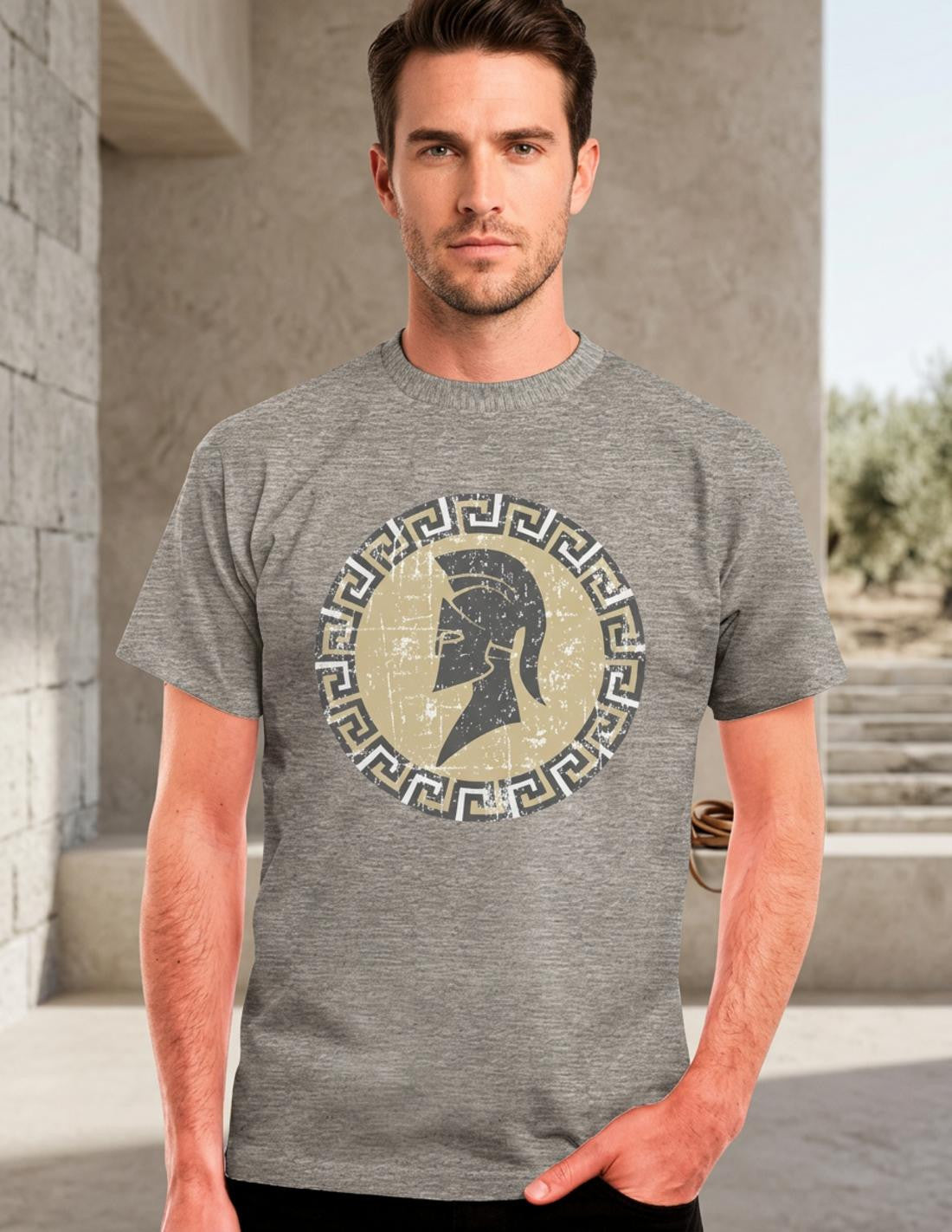 Camiseta Espartano gris, manga corta