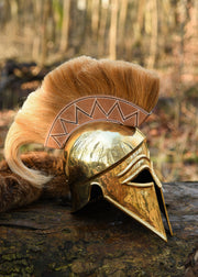 Casco griego corintio con penacho