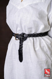 Cinturón medieval trenzado en cuero modelo Squire, color negro