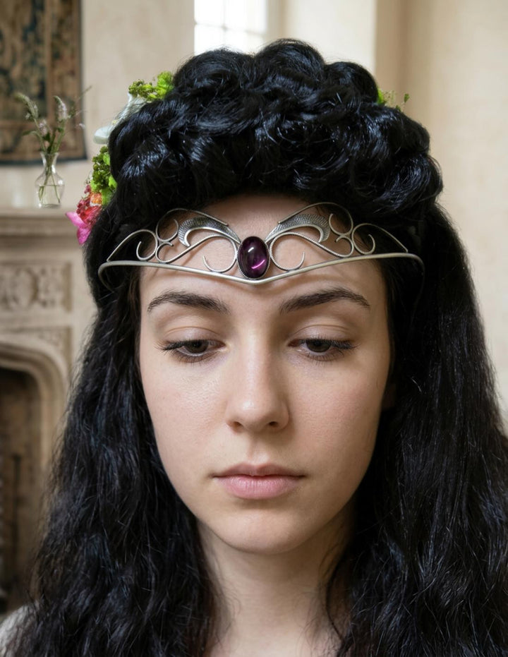 Tiara con perlas de cristal