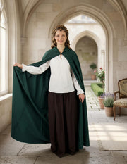 Capa medieval verde larga