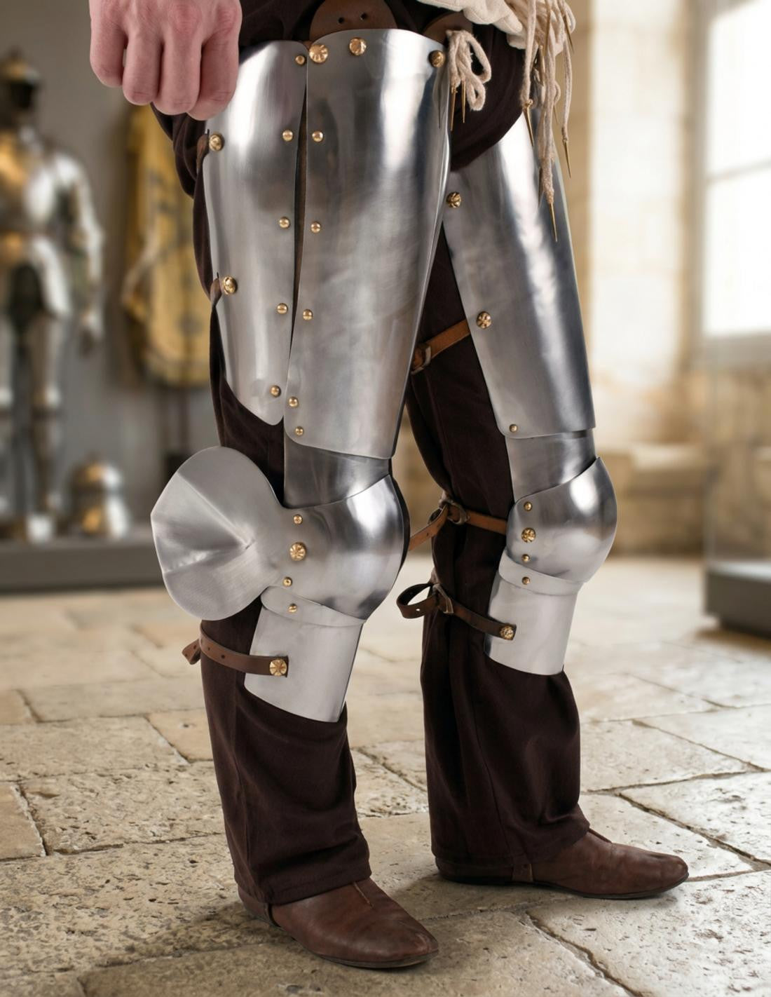 Armadura medieval para piernas y rodillas