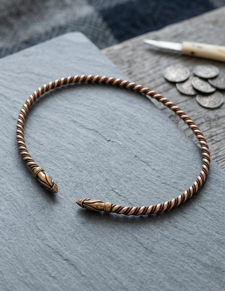 Torque vikingo con cabezas de cuervos