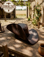 Sombrero marrón Cuero Artesanal Siglo XVII, Modelo Capitán de los Tercios