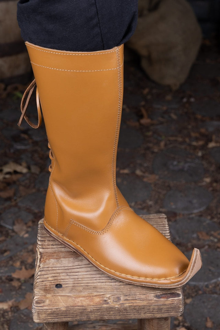 Botas medievales Emmerich de cuero marrón claro para LARP