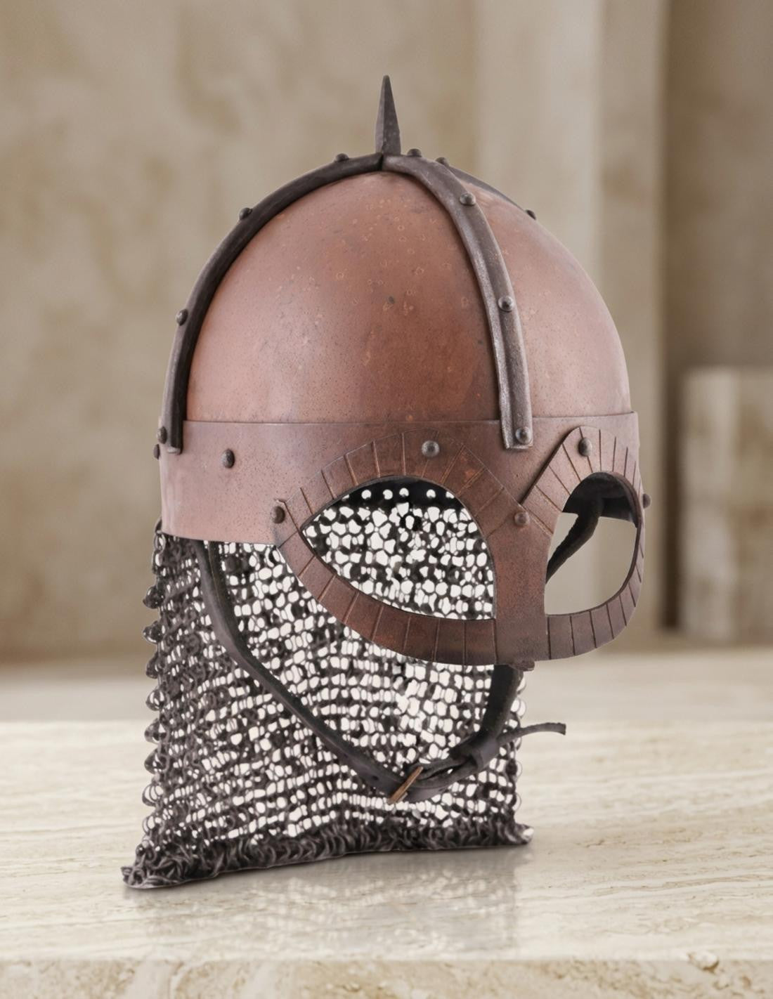 Casco Vikingo Gjermundbu con cota de malla, Battle-Ready