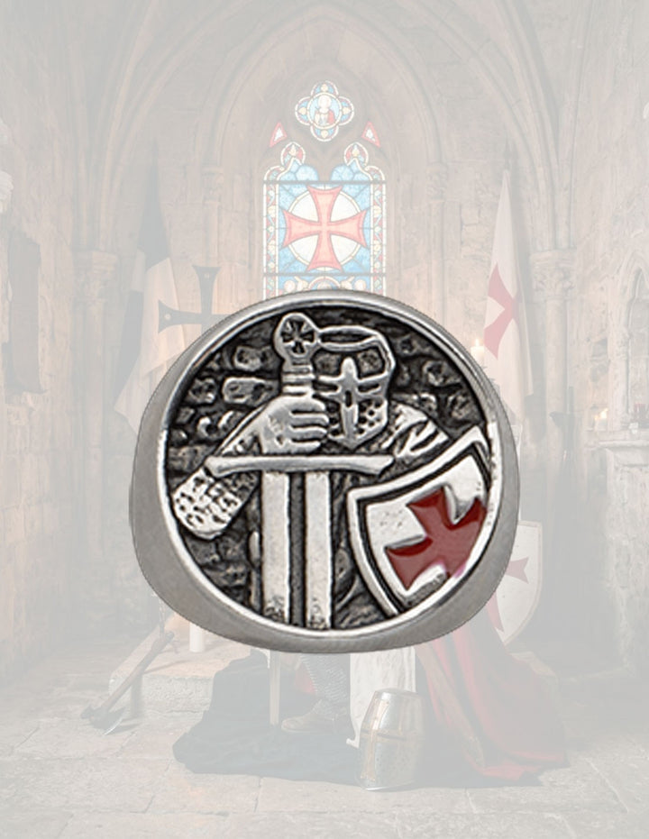 Anillo Caballero templario espada y escudo, varias tallas