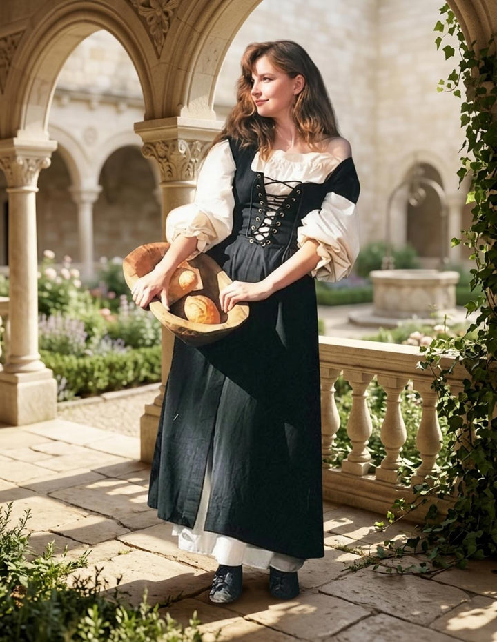 Camisón medieval crema hombros al aire
