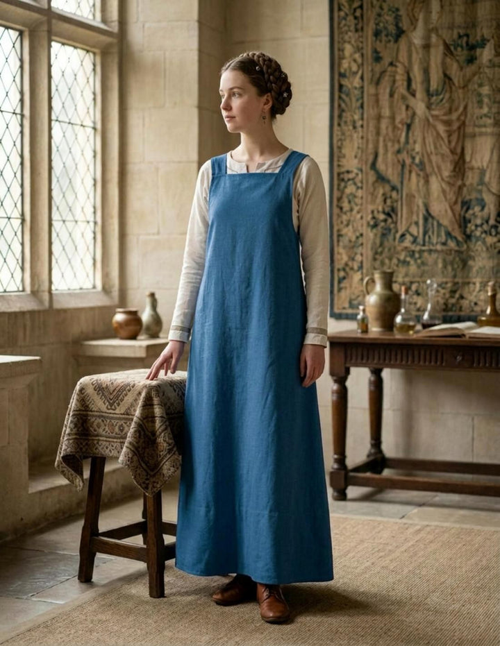 Vestido estilo delantal modelo Lientje, color azul claro
