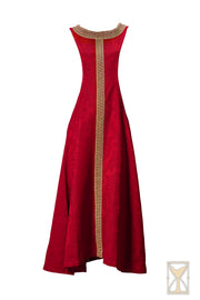 Pellote Medieval Sobrevesta de Brocado Noble, rojo