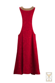 Pellote Medieval Sobrevesta de Brocado Noble, rojo