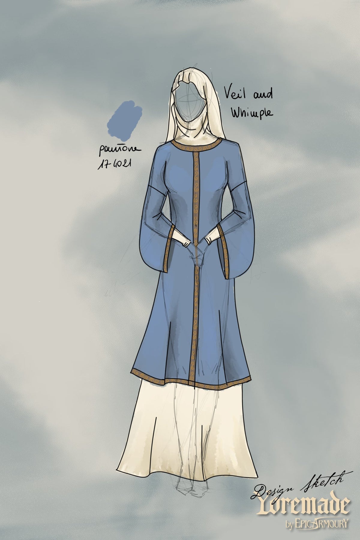 Tocado Medieval Muselina en algodón
