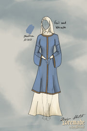 Tocado Medieval Muselina en algodón