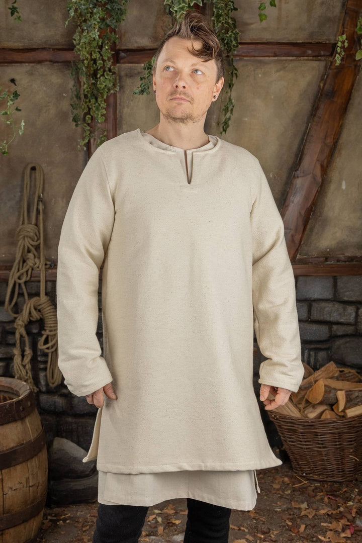 Túnica medieval corta en algodón modelo Erik, color natural