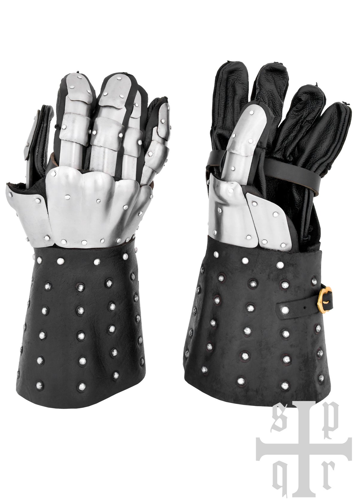 Guantes medievales con protecciones de placas, S. XIV