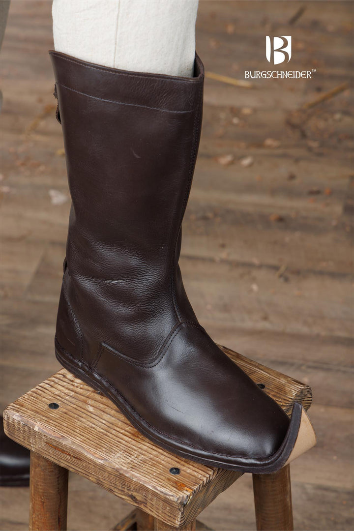 Botas medievales en cuero modelo Emmerich, color marrón oscuro